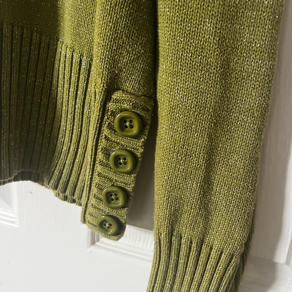 High Sierra Shimmery Olive Turtleneck Sweater - Picture 3 of 6